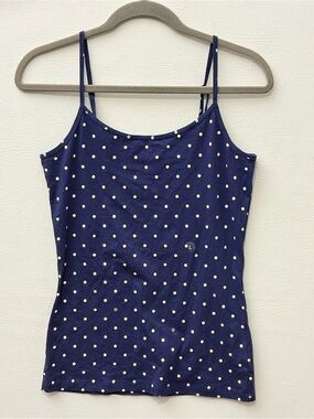 Nollie Navy Blue Polka Dot Spaghetti Strap Camisole Large